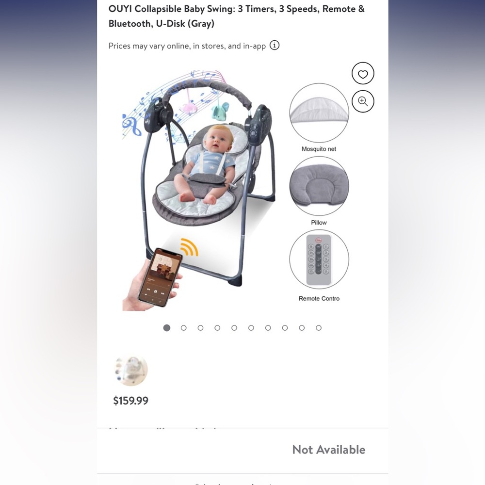 Gray Baby Swing with Remote Control